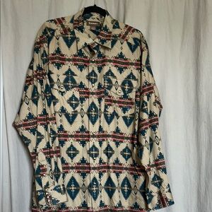 Ariat Men's Casual Button Down Shirt - Cream, Blue, Red